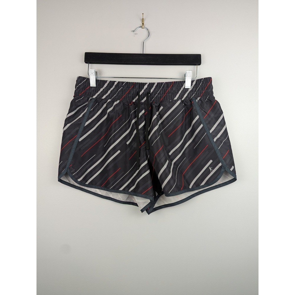 Danskin Now Women's Shorts Large Multicolor Striped Gray Jogging Gym Athleisure